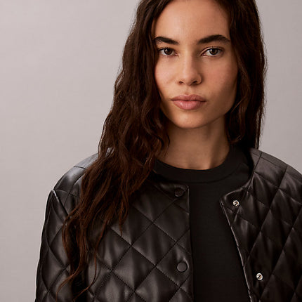giacca liner in ecopelle trapuntata black da donne calvin klein