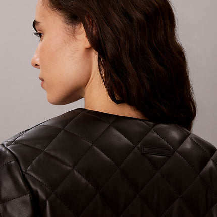 giacca liner in ecopelle trapuntata black da donne calvin klein