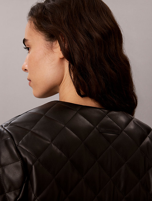 giacca liner in ecopelle trapuntata black da donne calvin klein