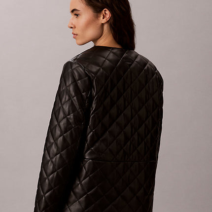 giacca liner in ecopelle trapuntata black da donne calvin klein