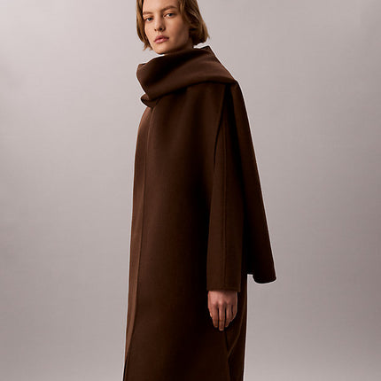 cappotto con sciarpa in misto lana brown cork da donne calvin klein