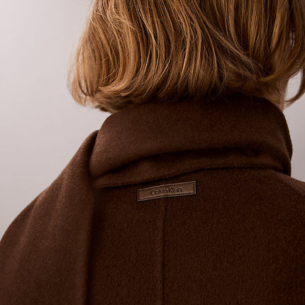 cappotto con sciarpa in misto lana brown cork da donne calvin klein
