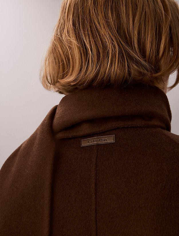 cappotto con sciarpa in misto lana brown cork da donne calvin klein