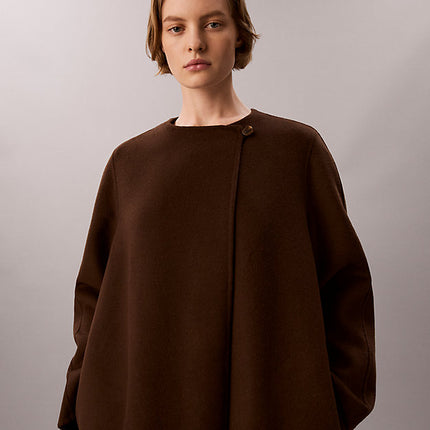 cappotto con sciarpa in misto lana brown cork da donne calvin klein
