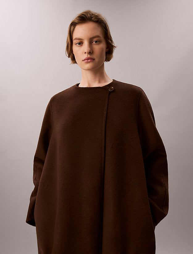 cappotto con sciarpa in misto lana brown cork da donne calvin klein