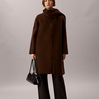 cappotto con sciarpa in misto lana brown cork da donne calvin klein