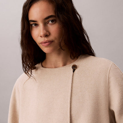 cappotto con sciarpa in misto lana b0212 beige heather da donne calvin klein