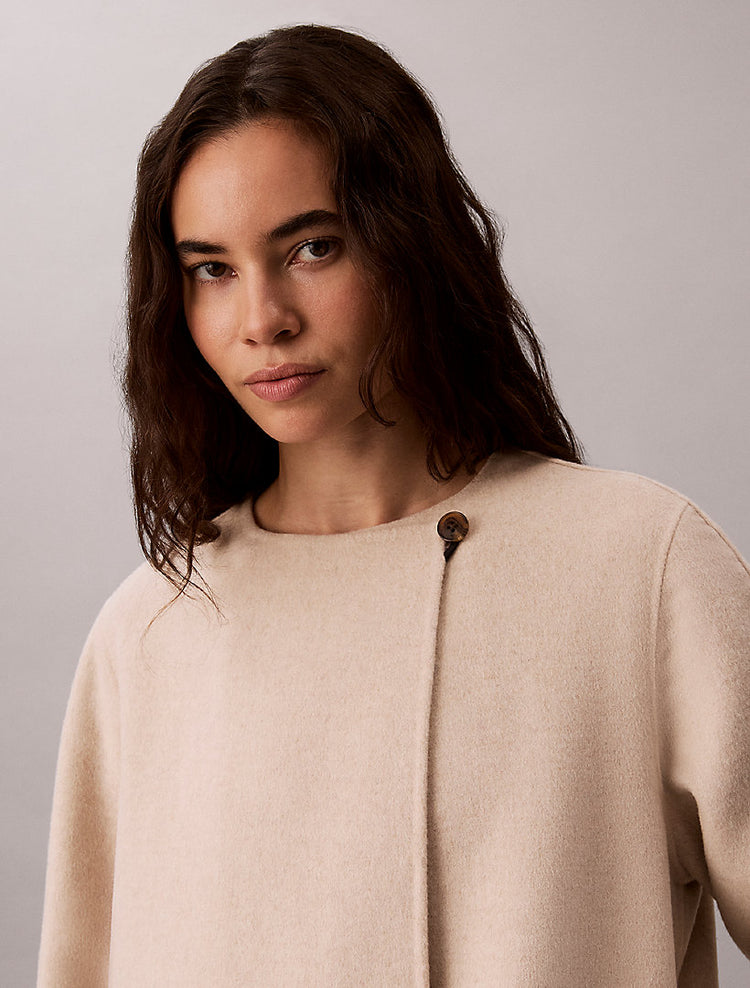 cappotto con sciarpa in misto lana b0212 beige heather da donne calvin klein