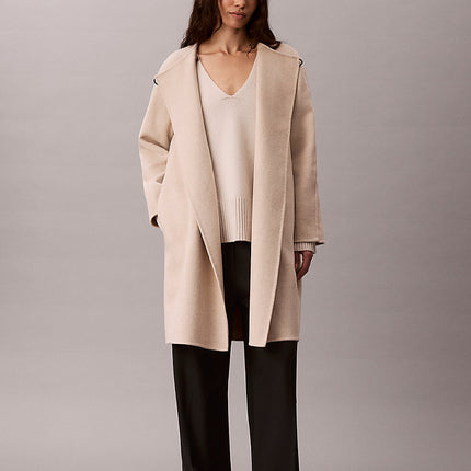 cappotto con sciarpa in misto lana b0212 beige heather da donne calvin klein