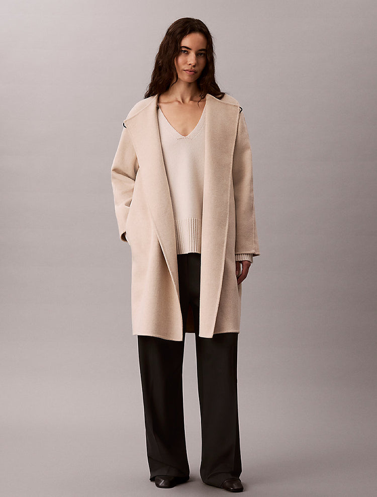 cappotto con sciarpa in misto lana b0212 beige heather da donne calvin klein