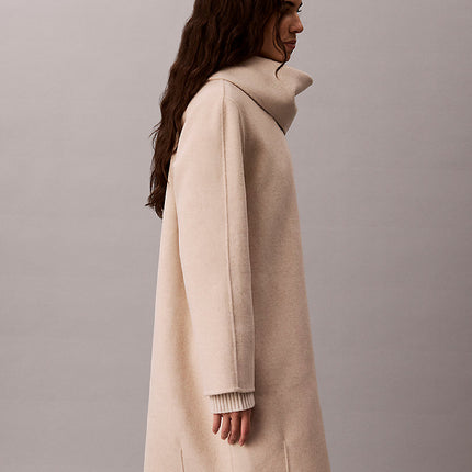 cappotto con sciarpa in misto lana b0212 beige heather da donne calvin klein