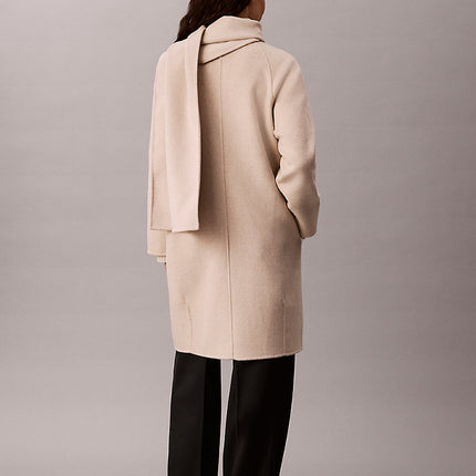 cappotto con sciarpa in misto lana b0212 beige heather da donne calvin klein