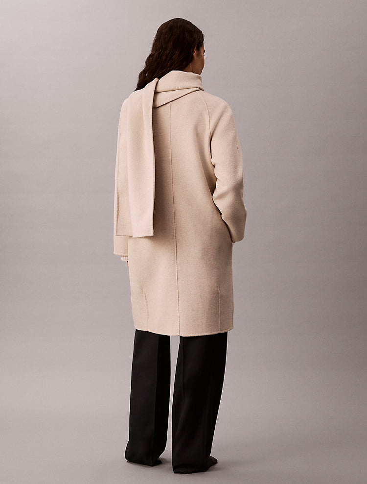 cappotto con sciarpa in misto lana b0212 beige heather da donne calvin klein