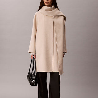 cappotto con sciarpa in misto lana b0212 beige heather da donne calvin klein