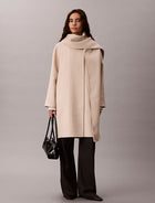 cappotto con sciarpa in misto lana b0212 beige heather da donne calvin klein
