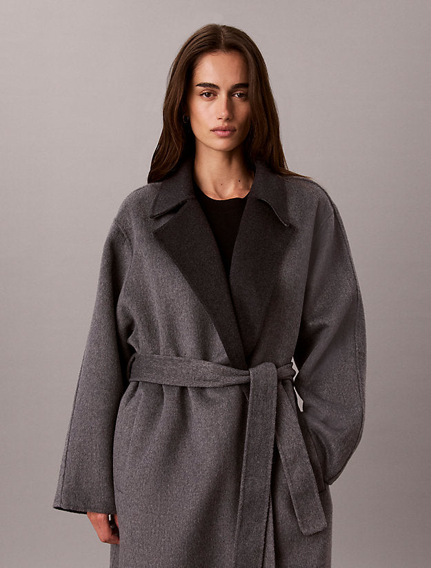 cappotto avvolgente in misto lana mélange two tone b30 medium grey and b85 gu da donne calvin klein