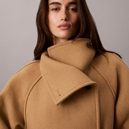 cappotto in misto lana con collo a imbuto tigers eye da donne calvin klein