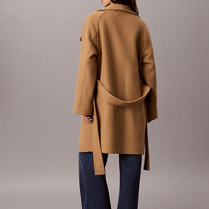 cappotto in misto lana con collo a imbuto tigers eye da donne calvin klein