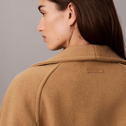cappotto in misto lana con collo a imbuto tigers eye da donne calvin klein