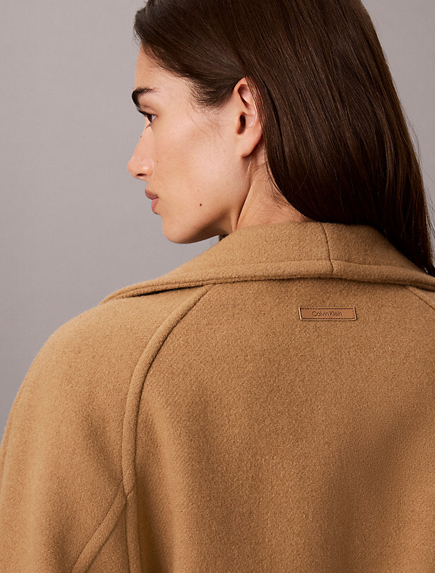 cappotto in misto lana con collo a imbuto tigers eye da donne calvin klein