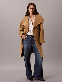 Wool Blend Funnel Neck Coat