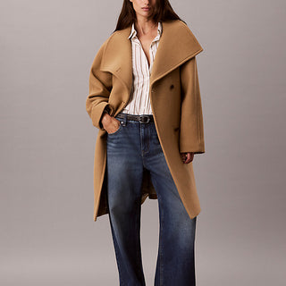 cappotto in misto lana con collo a imbuto tigers eye da donne calvin klein