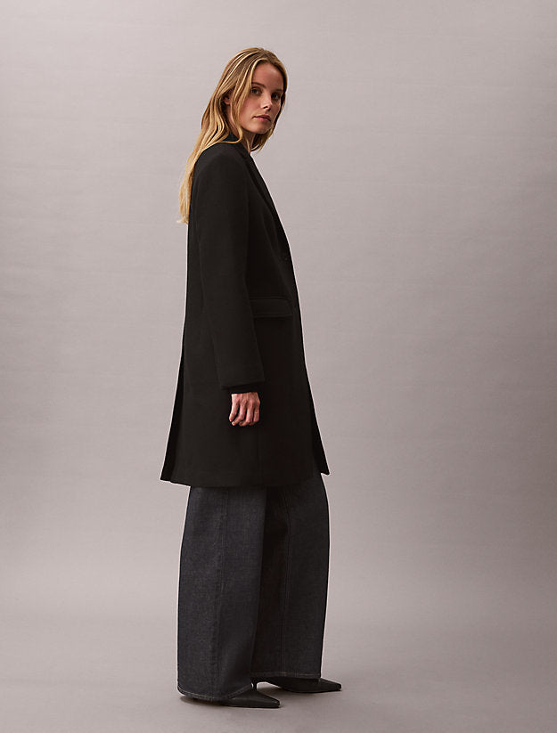 cappotto monopetto sartoriale in misto lana black da donne calvin klein