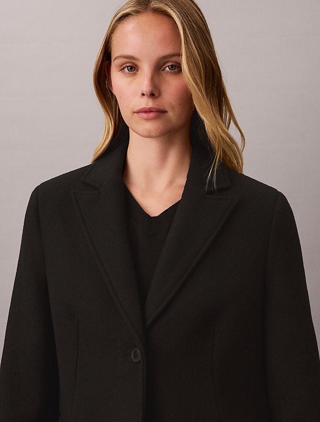 cappotto monopetto sartoriale in misto lana black da donne calvin klein