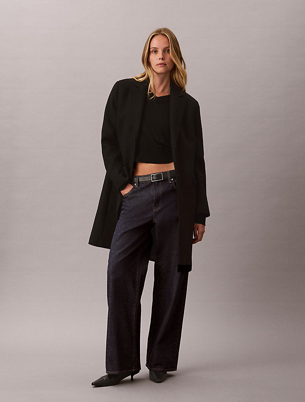 cappotto monopetto sartoriale in misto lana black da donne calvin klein