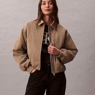 giubbotto bomber lucido taglio relaxed desert taupe da donne calvin klein jeans