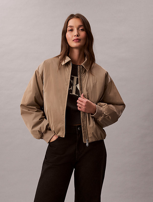 giubbotto bomber lucido taglio relaxed desert taupe da donne calvin klein jeans