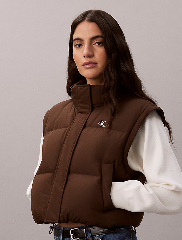 piumino imbottito 2 in 1 double-face brown cork da donne calvin klein jeans