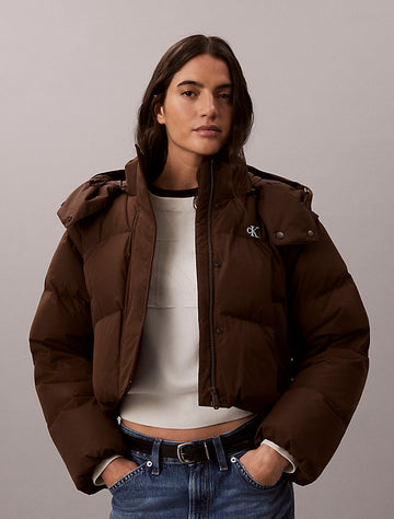 piumino imbottito 2 in 1 double-face brown cork da donne calvin klein jeans