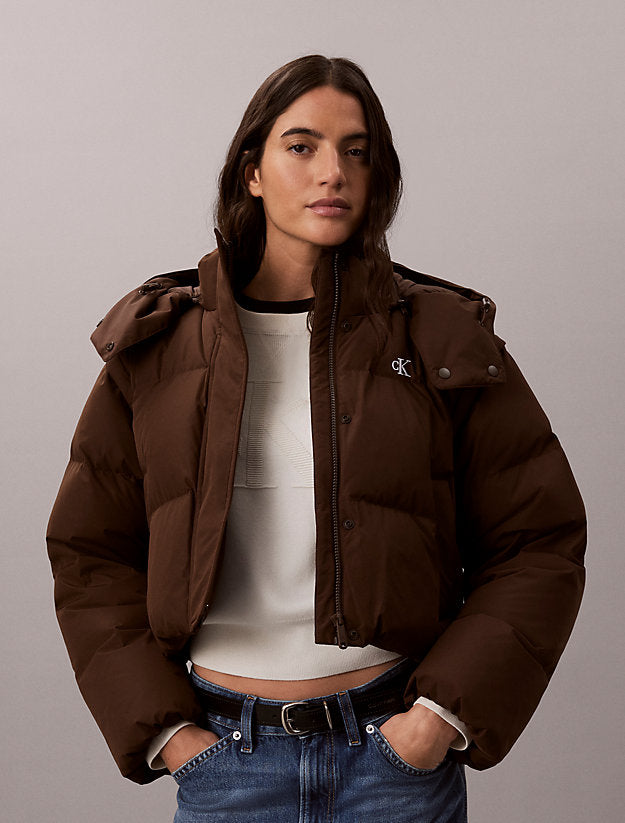 piumino imbottito 2 in 1 double-face brown cork da donne calvin klein jeans