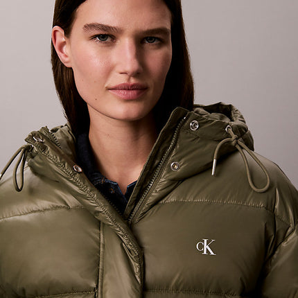 piumino con cappuccio lucido dusty olive da donne calvin klein jeans