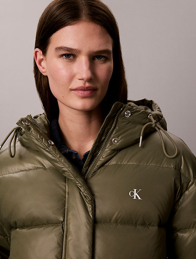 piumino con cappuccio lucido dusty olive da donne calvin klein jeans
