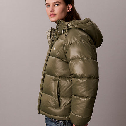 piumino con cappuccio lucido dusty olive da donne calvin klein jeans