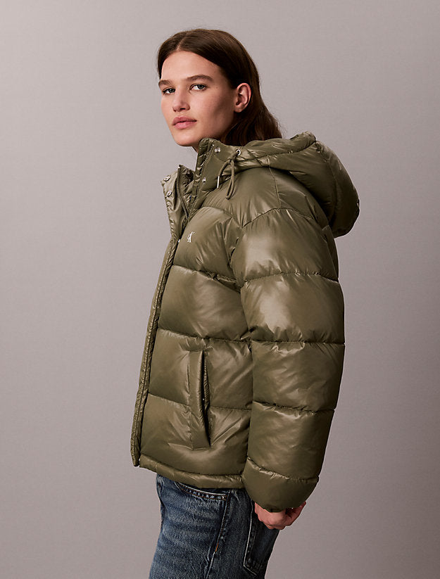 piumino con cappuccio lucido dusty olive da donne calvin klein jeans