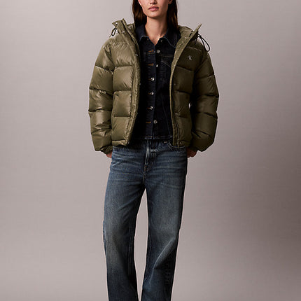 piumino con cappuccio lucido dusty olive da donne calvin klein jeans