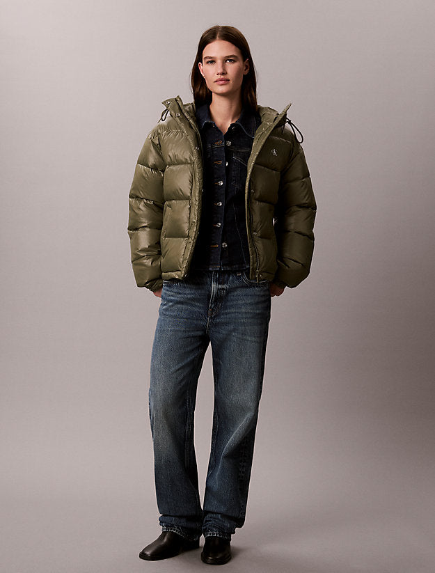piumino con cappuccio lucido dusty olive da donne calvin klein jeans