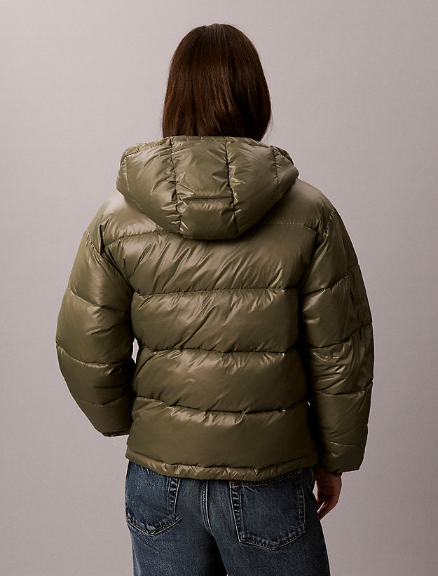 piumino con cappuccio lucido dusty olive da donne calvin klein jeans