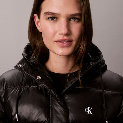 piumino con cappuccio lucido black da donne calvin klein jeans