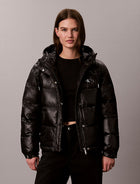 piumino con cappuccio lucido black da donne calvin klein jeans