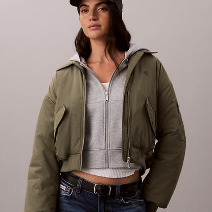 giubbotto bomber corto leggermente imbottito dusty olive da donne calvin klein jeans