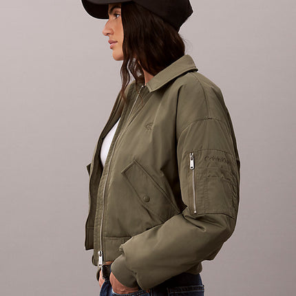 giubbotto bomber corto leggermente imbottito dusty olive da donne calvin klein jeans
