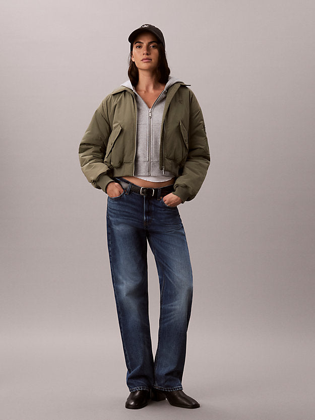 giubbotto bomber corto leggermente imbottito dusty olive da donne calvin klein jeans