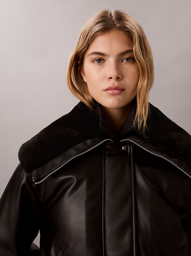 giubbotto bomber in ecopelle black da donne calvin klein jeans