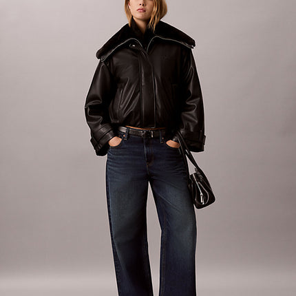 giubbotto bomber in ecopelle black da donne calvin klein jeans