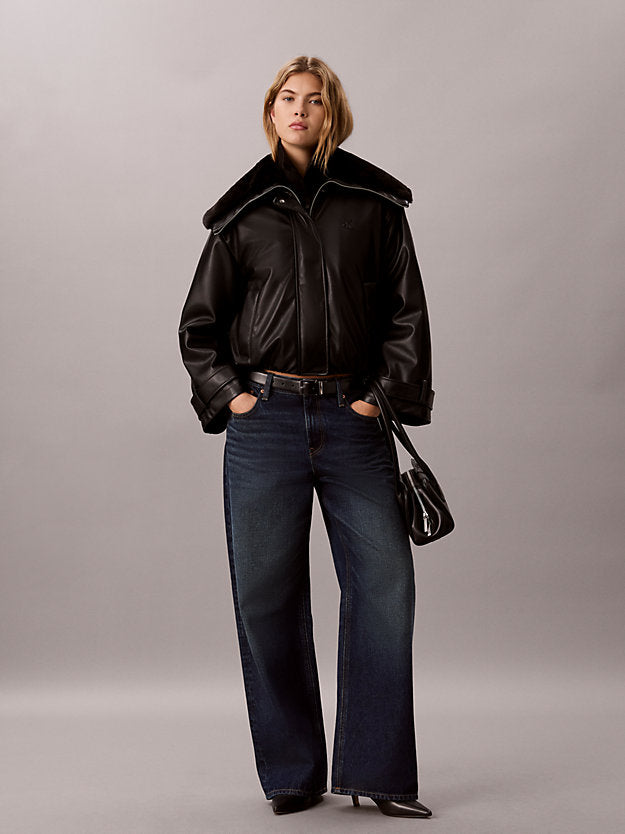 giubbotto bomber in ecopelle black da donne calvin klein jeans