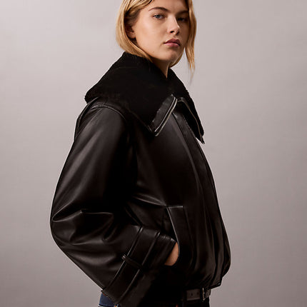 giubbotto bomber in ecopelle black da donne calvin klein jeans